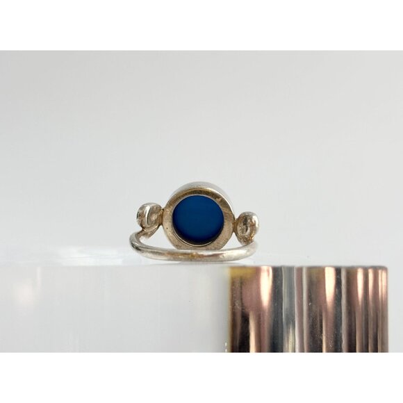 Lapis Lazuli Modernist Southwest 925 Sterling Silver Vintage Ring - sz 5.25 - Picture 7 of 9